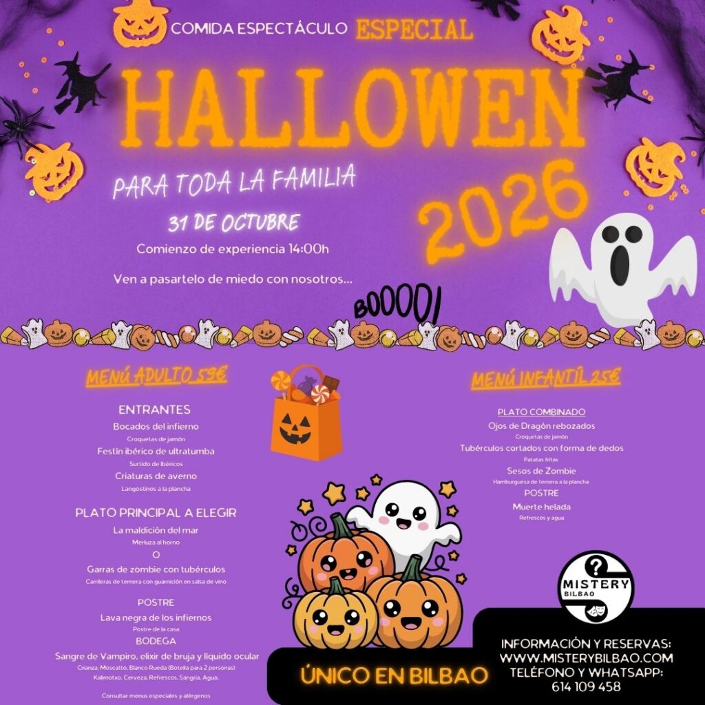 Menu comida halloween Bilbao 2026